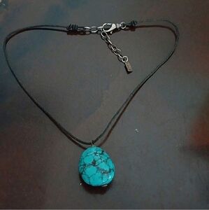 Peyote Bird 925 Blue Big Turquoise Stone Boho Style Necklace
